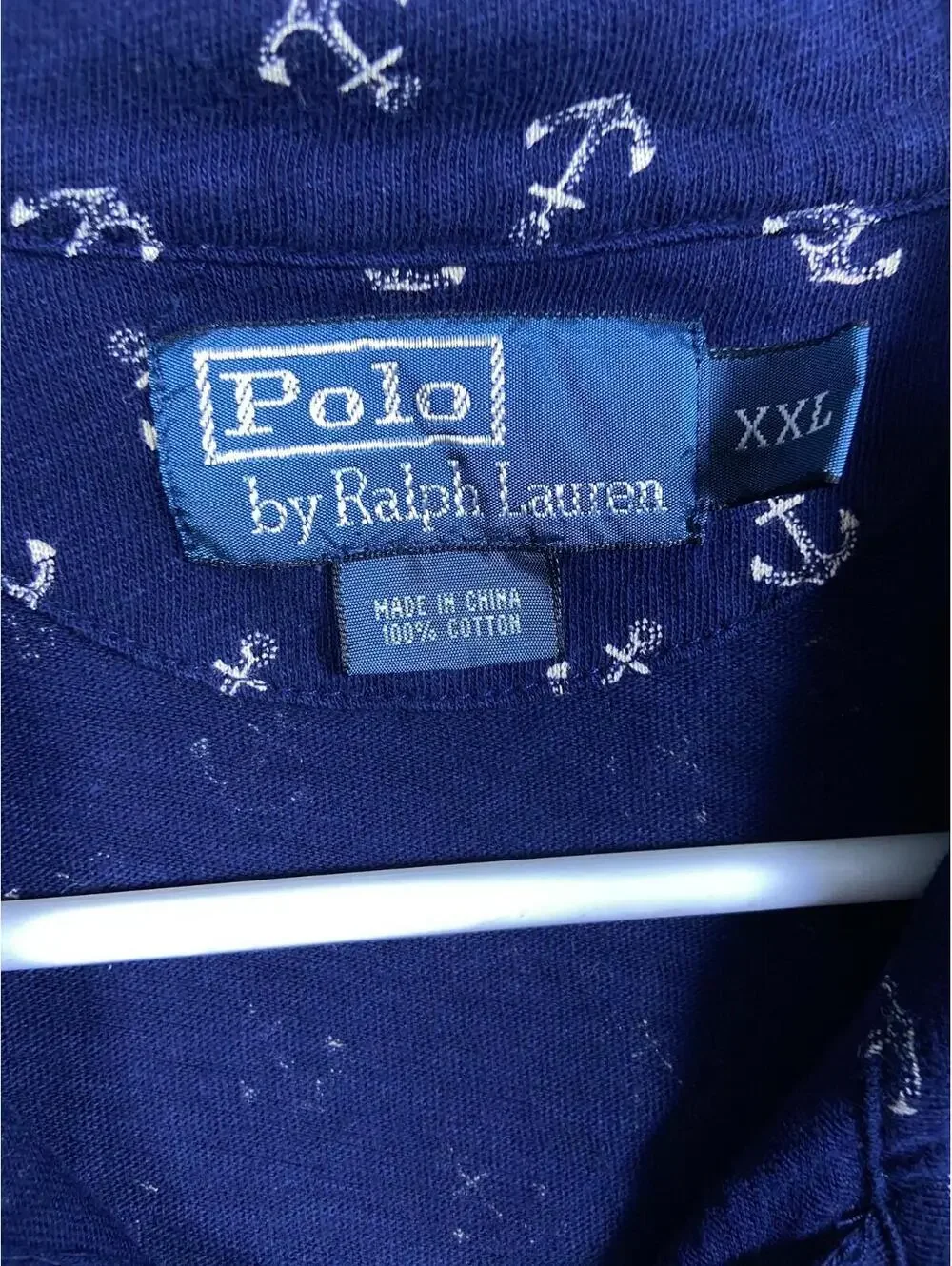 Ralph Lauren Navy Blue Anchor Print Polo